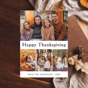 Elegant Modern Happy Thanksgiving Autumn Photo Holiday Card