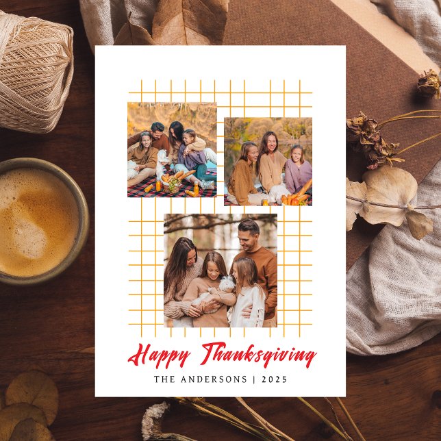 Elegant Modern Happy Thanksgiving Autumn Photo Holiday Card (Creator Uploaded)