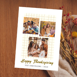 Elegant Modern Happy Thanksgiving Autumn Photo Holiday Card