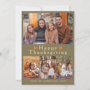 Elegant Modern Happy Thanksgiving Autumn Photo Holiday Card