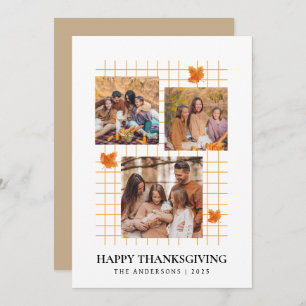 Elegant Modern Happy Thanksgiving Autumn Photo Holiday Card