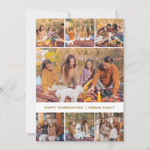 Elegant Modern Happy Thanksgiving Autumn Photo Holiday Card