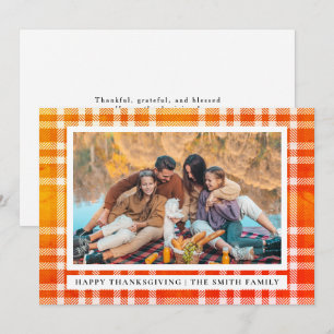 Elegant Modern Happy Thanksgiving Autumn Photo Holiday Card