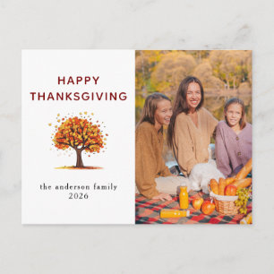 Elegant Modern Happy Thanksgiving Autumn Photo Holiday Postcard