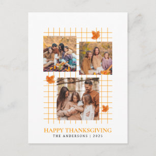 Elegant Modern Happy Thanksgiving Autumn Photo Holiday Postcard