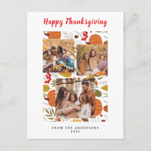 Elegant Modern Happy Thanksgiving Autumn Photo Holiday Postcard