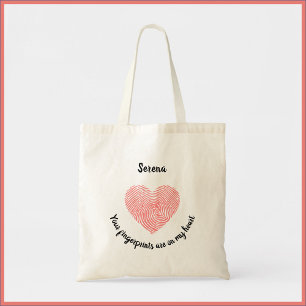 Elegant Modern Heart Fingerprint Tote Bag