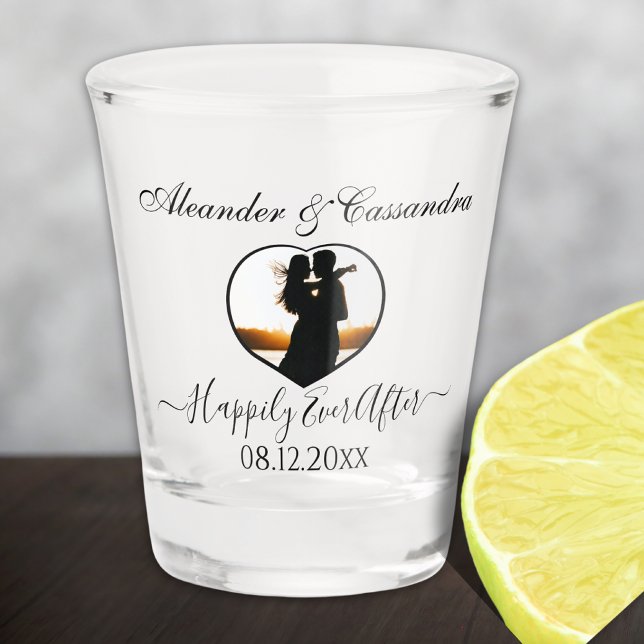  Elegant Modern  Heart photo wedding  Shot Glass (Creator Uploaded)