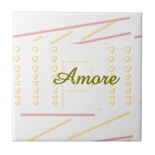 Elegant Modern Heart Scroll Stripes Ceramic Tile