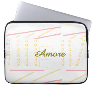 Elegant Modern Heart Scroll Stripes Laptop Sleeve