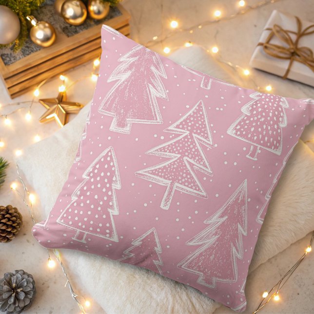 elegant modern holidays trees pink  cushion (Creator Uploaded)