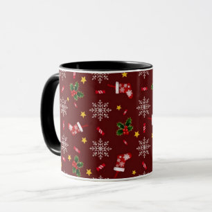 Elegant Modern Holly Leaves Cute Winter Christmas Mug