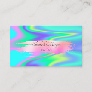Elegant Modern Holographic Brush Stroke Business Card