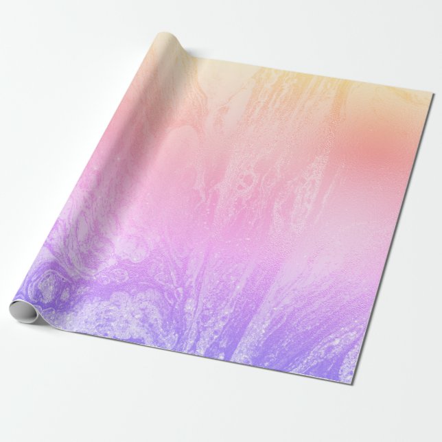 Elegant modern holographic marble wrapping paper (Unrolled)