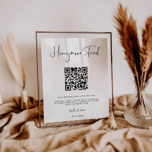 Elegant & Modern Honeymoon fund QR code Poster