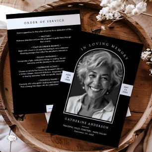Elegant Modern In Loving Memory Arch Photo Funeral Program