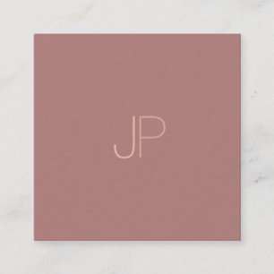 Elegant Modern Initial Letter Monogram Plain Luxe Square Business Card