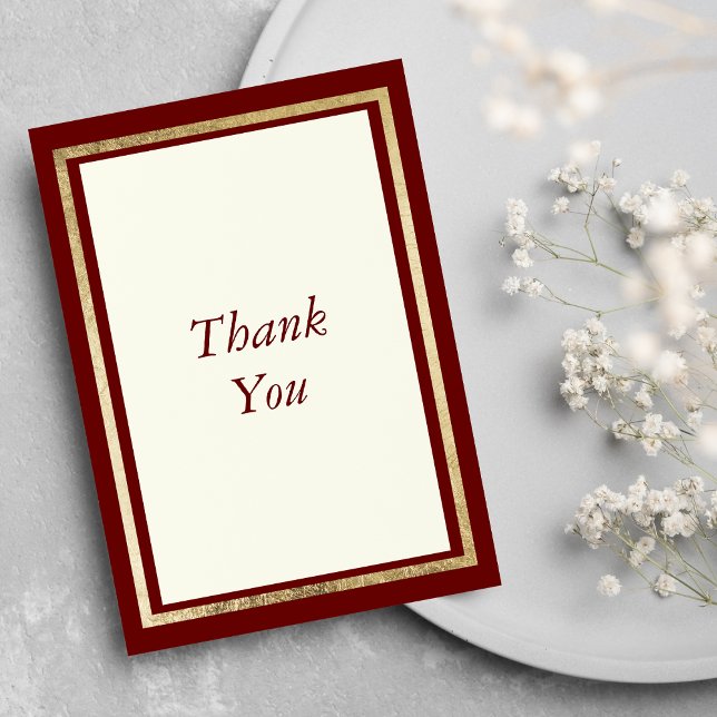 Elegant Modern Ivory Burgundy Gold 50th Birthday Thank You Card (Elegant Modern Ivory Burgundy Gold 50th Birthday Thank You Card)