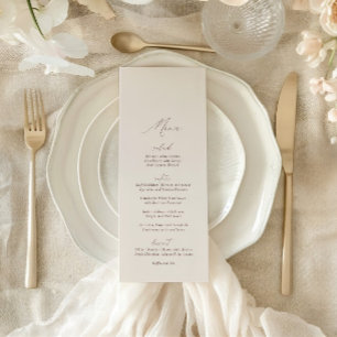Elegant Modern Ivory Calligraphy Wedding Menu