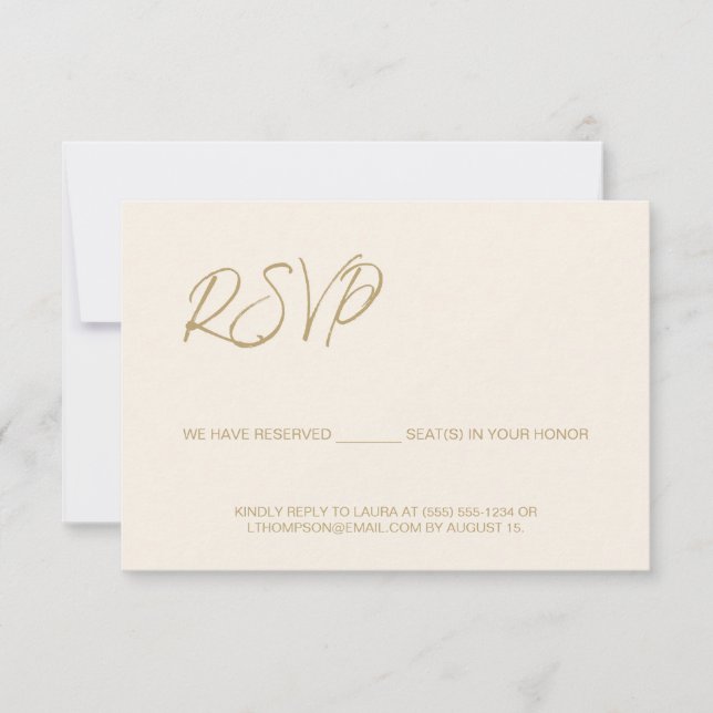 Elegant Modern Ivory RSVP no mailing Reserved Seat (Front)