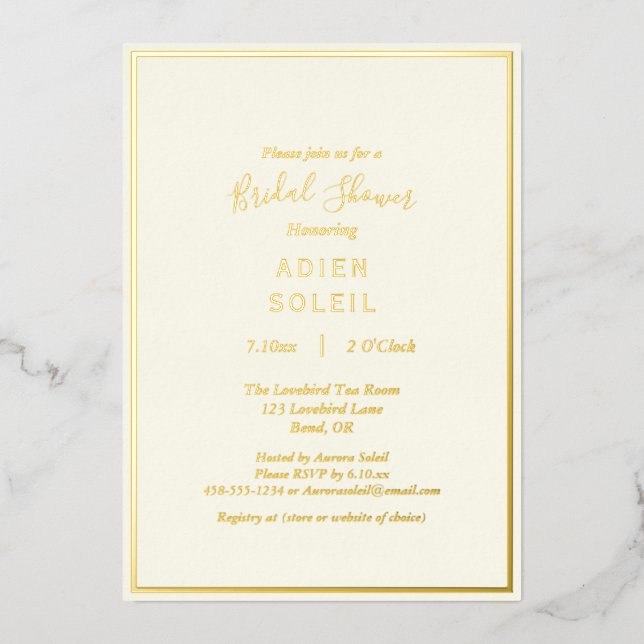 Elegant Modern Ivory Wedding Bridal Shower Gold (Front)
