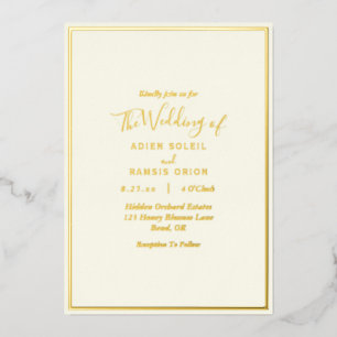 Elegant Modern Ivory Wedding Gold Foil Invitation