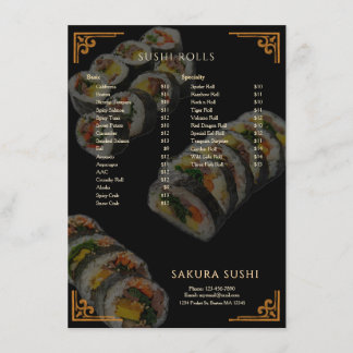 Elegant Modern Japanese Sushi Restaurant  Menu