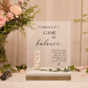 Elegant Modern Jenga Guest Book Wedding Acrylic Sign