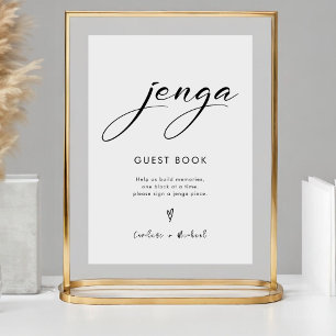 Elegant Modern Jenga Guest Book Wedding Sign