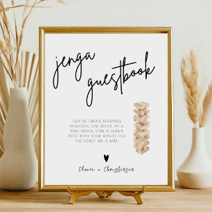 Elegant Modern Jenga Guest Book Wedding Sign