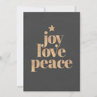 Elegant Modern Joy, Love & Peace Christmas Holiday Card