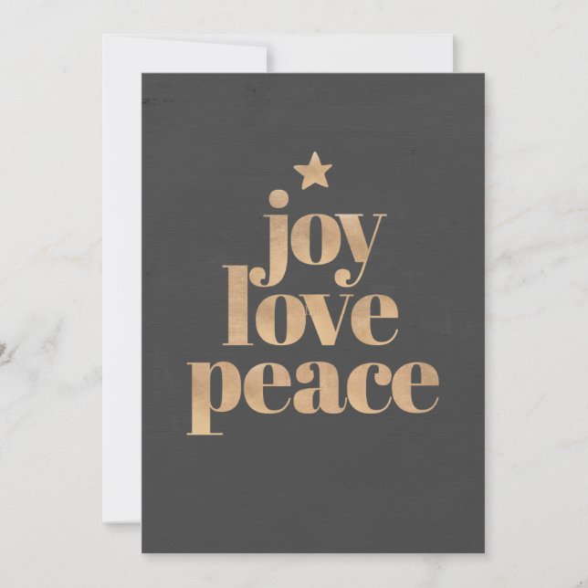 Elegant Modern Joy, Love & Peace Christmas Holiday Card (Front)