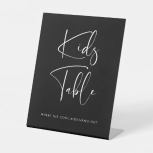 Elegant & Modern Kids table wedding Black Pedestal Sign
