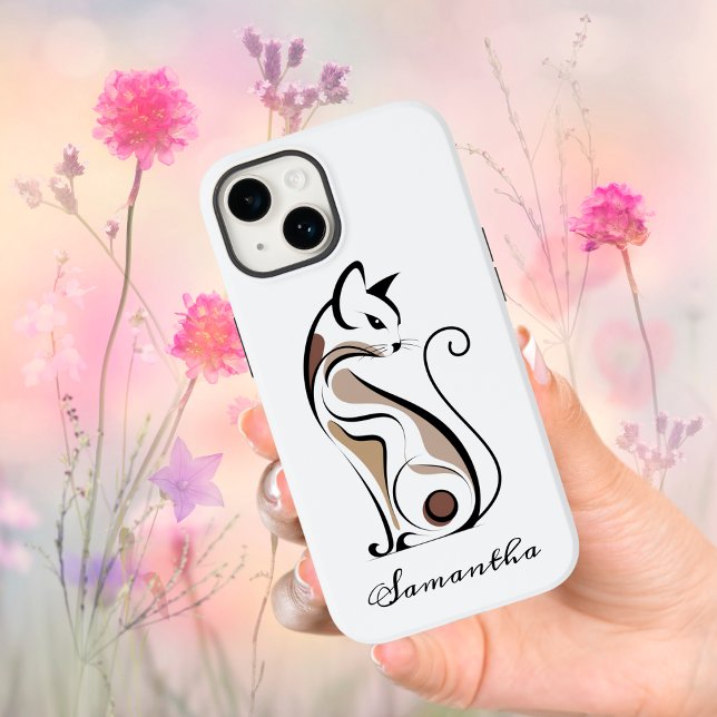 Elegant Modern Kitty, Cat Mum, Cute Personalised Case-Mate iPhone Case (Creator Uploaded)