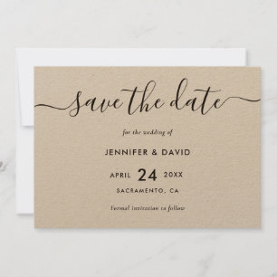 Elegant Modern Kraft Paper Wedding Save The Date