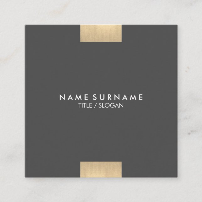 Elegant Modern Kraft Printed Gold Accent Chic Square Business Card (Front)