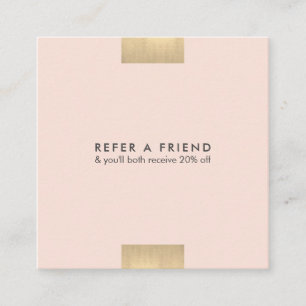 Elegant Modern KraftPrinted Chic Gold Blush Refer Square Business Card