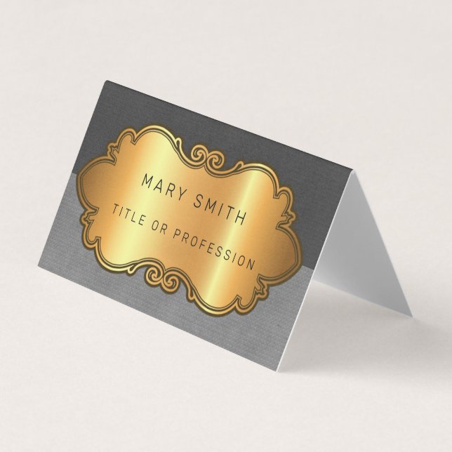 Elegant Modern Leather Gold Business Card (Front)