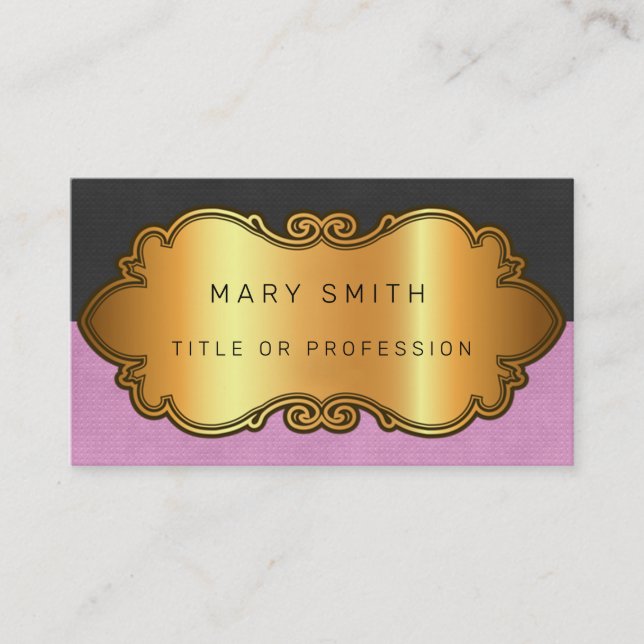 Elegant Modern Leather Gold Business Card (Front)