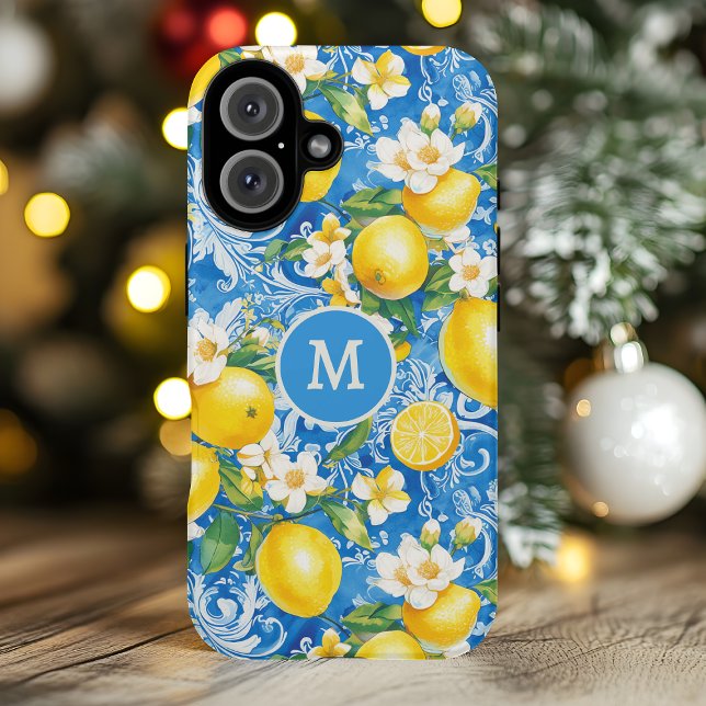 Elegant Modern Lemon Citrus Monogram Personalised Case-Mate iPhone Case (Creator Uploaded)