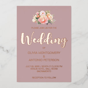 Elegant Modern Light Pink Peony Dusty Rose Wedding