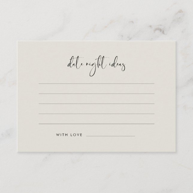 Elegant Modern Light Sage Green  Date night ideas  Enclosure Card (Front)