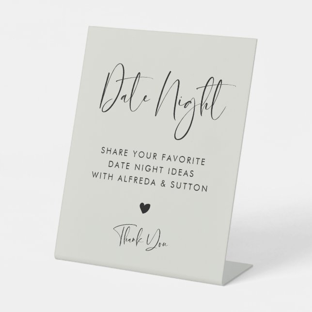 Elegant & Modern Light Sage Green Date night ideas Pedestal Sign (Front)