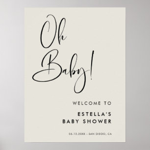 Elegant & Modern Light Sage Green Oh Baby Poster