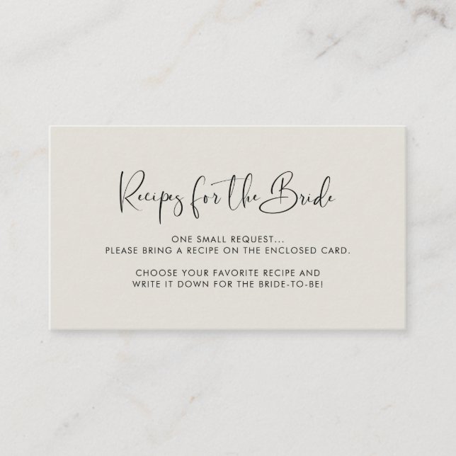 Elegant & modern Light Sage green Recipe request Enclosure Card (Front)