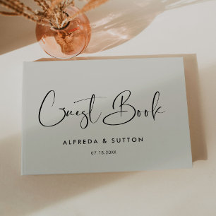 Elegant & modern Light sage green wedding Guest Book