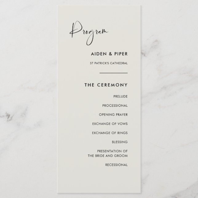 Elegant & modern Light sage green wedding program (Front)