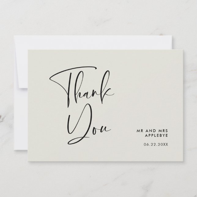 Elegant & modern Light sage green wedding Thank You Card (Front)