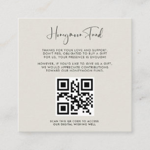 Elegant & modern Light Sage Honeymoon fund QR code Enclosure Card