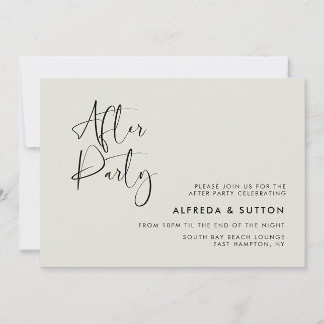 Elegant & modern Light sage wedding after party in Invitation (Front)